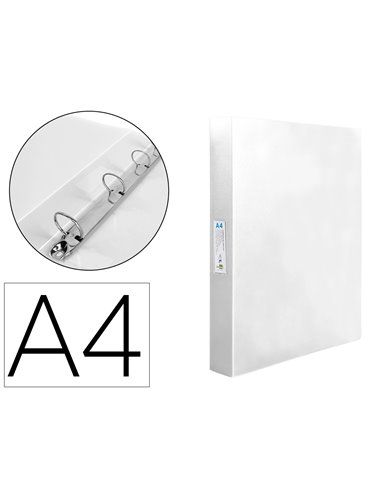 Classeur liderpapel 4 anneaux 40mm a4 polypropylene dos 55mm porte-cartes de visite coloris transparent.