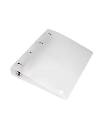 Classeur liderpapel 4 anneaux 40mm a4 polypropylene dos 55mm porte-cartes de visite coloris transparent.