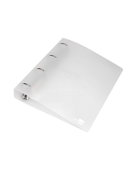Classeur liderpapel 4 anneaux 40mm a4 polypropylene dos 55mm porte-cartes de visite coloris transparent.