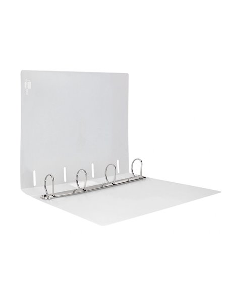 Classeur liderpapel 4 anneaux 40mm a4 polypropylene dos 55mm porte-cartes de visite coloris transparent.