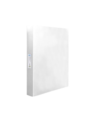 Classeur liderpapel 4 anneaux 40mm a4 polypropylene dos 55mm porte-cartes de visite coloris transparent.
