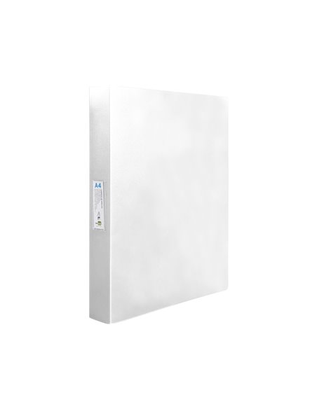 Classeur liderpapel 4 anneaux 40mm a4 polypropylene dos 55mm porte-cartes de visite coloris transparent.