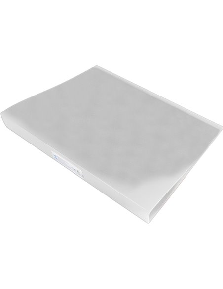 Classeur liderpapel 4 anneaux 40mm a4 polypropylene dos 55mm porte-cartes de visite coloris transparent.