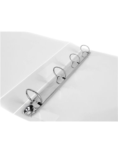 Classeur liderpapel 4 anneaux 40mm a4 polypropylene dos 55mm porte-cartes de visite coloris transparent.