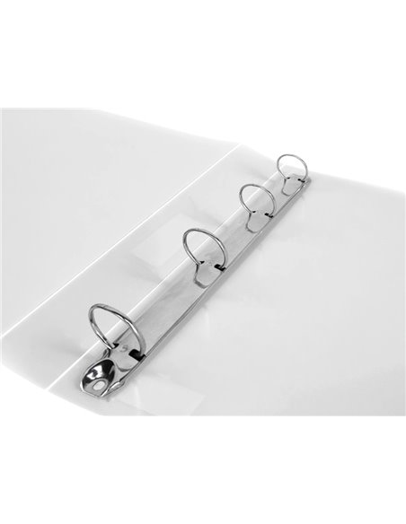 Classeur liderpapel 4 anneaux 40mm a4 polypropylene dos 55mm porte-cartes de visite coloris transparent.