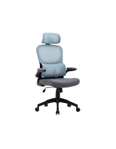 Chaise direction q-connect sorrento maille base metallique haut max 1320 larg 650 prof 600mm roues premium bleu-gris.