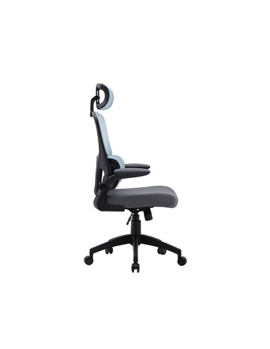 Chaise direction q-connect sorrento maille base metallique haut max 1320 larg 650 prof 600mm roues premium bleu-gris.