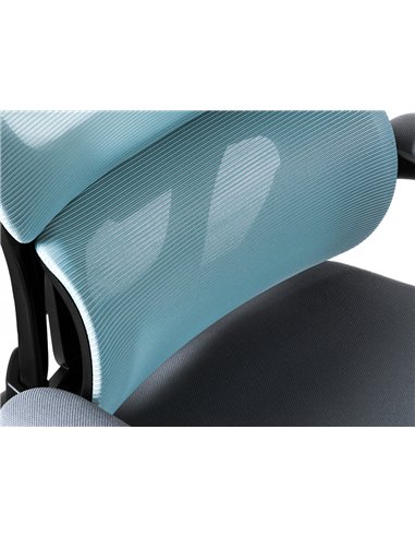 Chaise direction q-connect sorrento maille base metallique haut max 1320 larg 650 prof 600mm roues premium bleu-gris.