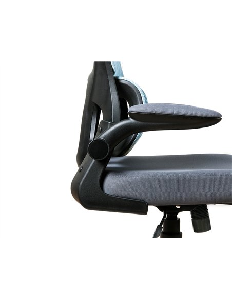 Chaise direction q-connect sorrento maille base metallique haut max 1320 larg 650 prof 600mm roues premium bleu-gris.