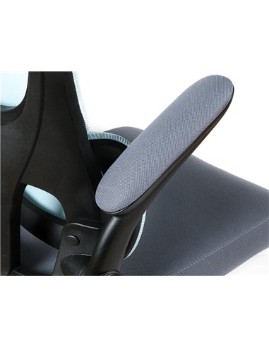 Chaise direction q-connect sorrento maille base metallique haut max 1320 larg 650 prof 600mm roues premium bleu-gris.