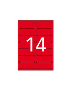 Étiquettes rouges fluorescentes permanentes Apli 99,1 x 38,1 mm, 20 feuilles