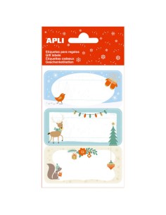 Pack de 27 autocollants cadeaux de Noël Apli - Motifs assortis - Espace pour écrire