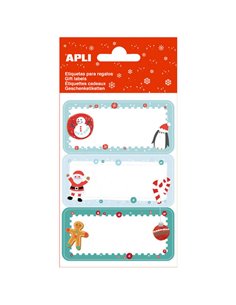 Pack de 27 autocollants cadeaux de Noël Apli - Motifs assortis - Espace pour écrire