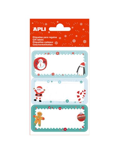 Pack de 27 autocollants cadeaux de Noël Apli - Motifs assortis - Espace pour écrire