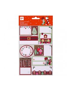 Pack de 8 autocollants cadeaux de Noël Apli - Tailles et motifs assortis - Espace pour écrire