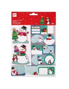 Pack de 50 autocollants cadeaux de Noël Apli - Tailles et motifs assortis - Espace pour écrire
