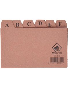 Index Mariola A-Z n° 2 pour classeur - Dimensions 125 x 75 mm - Couleur marron