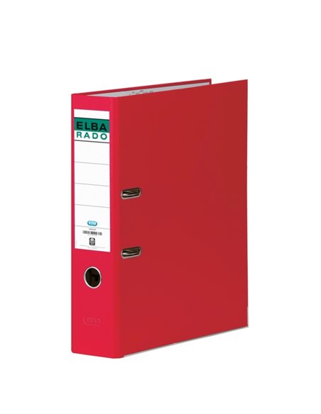 Classeur Elba Chic Folio - Dos 80 mm - Avec levier et radar - Revêtement extérieur en PVC - Rouge