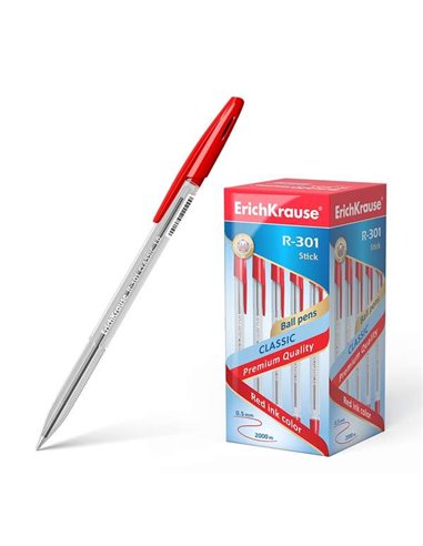 Stylo à bille Erichkrause R-301, pointe 1,0 mm, trait 0,5 mm, encre à séchage rapide, corps transparent, capuchon ventilé, coule