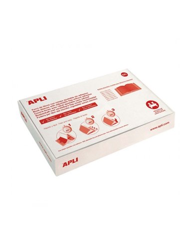 Boîte de 100 protège-livres Apli 220 mm PVC 130 microns - Rabat auto-ajustable - Doublure facile en 3 étapes - Transparent