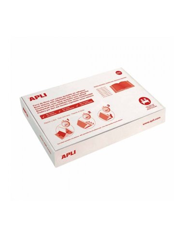 Boîte de 100 protège-cahiers Apli 285 mm PVC 130 microns - Rabat auto-ajustable - Doublure facile en 3 étapes - Transparent