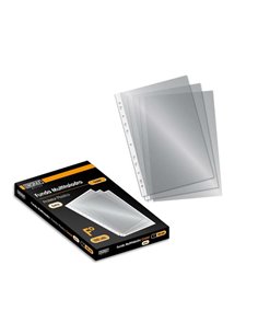 Lot de 100 pochettes multi-perforées Ingraf - Format Folio - Finition cristal - Transparent
