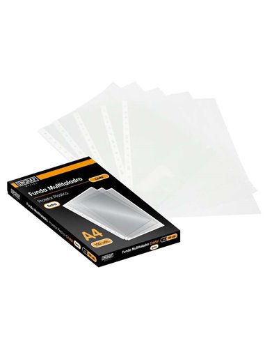 Lot de 100 pochettes transparentes multi-perforées Ingraf A4 - Finition verre