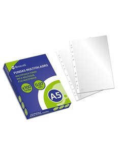 Boîte de 100 pochettes multi-perforées Bismark 0,07 mm - Format A5 - Finition brute