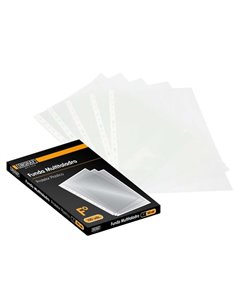 Lot de 100 pochettes folio transparentes multi-perforées Ingraf 70 microns - Finition granulée