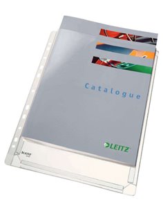 Lot de 5 pochettes à soufflets multi-perforations en PVC lisse A4 Leitz - Capacité 200 feuilles - Transparentes (170 microns)