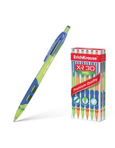 Stylo à bille automatique Erichkrause XR-30 Spring - Corps couleur néon translucide - Pointe de 0,7 mm - Encre à séchage rapide 