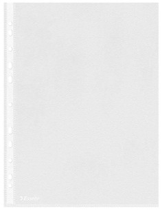 Lot de 100 porte-documents A4 multi-perforés Esselte Eco - Feuille PP recyclable transparente de 0,05 mm - Finition peau d'orang