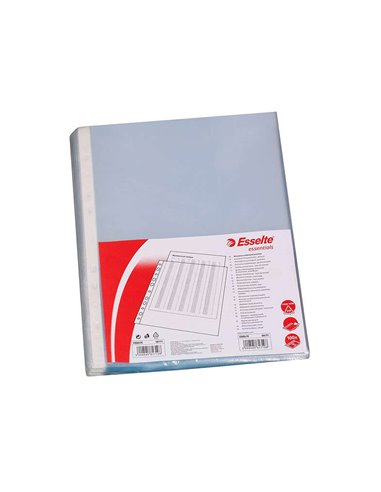 Lot de 100 pochettes porte-documents multi-perforées Esselte - Format Folio - 16 trous - 80 microns - Peau d'orange - Couleur tr