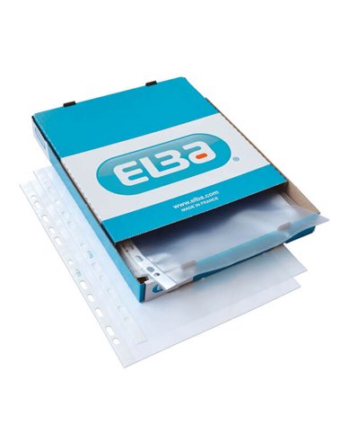 Lot de 100 pochettes Elba multi-perforées en PP 90 microns - Format A4 - Finition cuir orange - Transparent