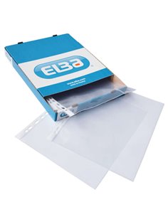 Lot de 100 pochettes Elba multi-perforées en PP 70 microns - Format A4 - Finition cristal - Transparent