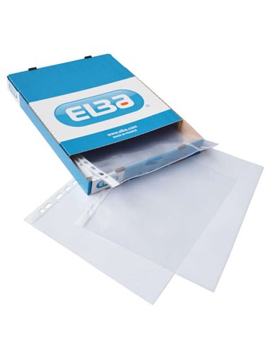 Lot de 100 pochettes Elba multi-perforées en PP 70 microns - Format A4 - Finition cristal - Transparent