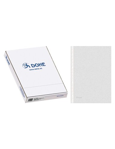 Boîte de 100 pochettes folio multi-trous Dohe Premium 80 microns - 16 trous - Polypropylène brut - Transparent
