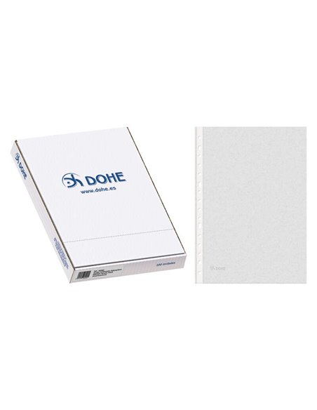 Boîte de 100 pochettes folio multi-trous Dohe Premium 80 microns - 16 trous - Polypropylène brut - Transparent