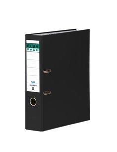 Classeur à levier Elba Chic, format folio, dos 80 mm, avec œillet et rayon, revêtement extérieur en PVC, noir
