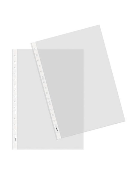 Pochettes multi-trous Dohe 100 avec 16 trous - 100 x 100 mm - Polypropylène transparent, motif peau d'orange et cristal