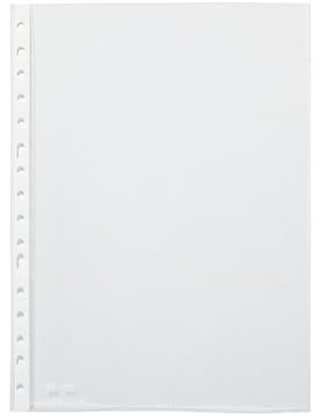 Lot de 100 pochettes multi-perforées A4 Pardo, transparentes, 60 microns - Finition peau d'orange - Renfort blanc