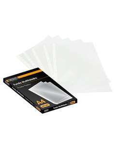 Lot de 100 pochettes multi-perforées Ingraf A4, transparentes, 70 microns - Finition granulée