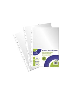 Lot de 10 pochettes multi-perforées Bismark A4 80 microns - Finition verre - Idéales pour classeurs à anneaux - Disponibles en p