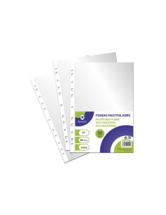 Bismark Lot de 50 pochettes multi-perforées, 80 microns - Finition verre - Idéales pour classeurs à anneaux - Disponibles en plu