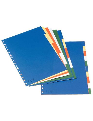 Intercalaires en plastique Esselte A4 avec index noir et blanc, papier cartonné - 5 onglets - Multi-perforés - 5 couleurs