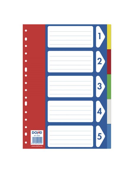 Intercalaires Dohe pour classeurs et chemises à anneaux - 120 microns - 16 trous multi-perforations - Pochette individuelle auto