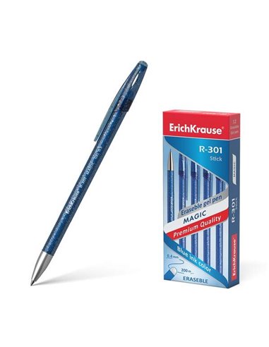 Stylo gel effaçable magique Erichkrause R-301 - Encre gel - Pointe 0,5 mm - Course 0,4 mm - Corps semi-transparent avec effet br