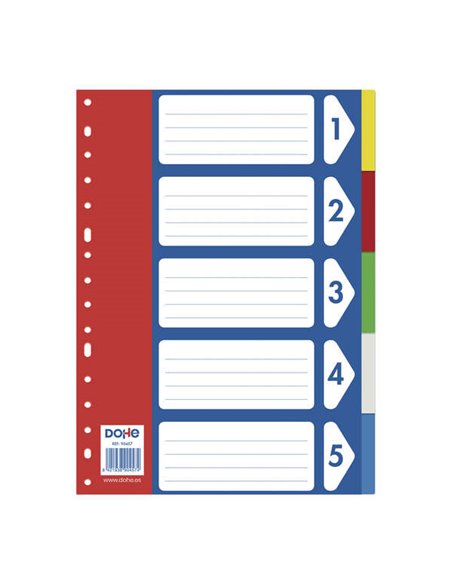 Intercalaires Dohe pour classeurs et chemises à anneaux - 120 microns - 16 trous multi-trous - Polypropylène résistant - Pochett