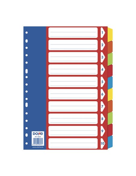 Intercalaires Dohe pour classeurs et chemises à anneaux - 180 mm - Papier cartonné 180 g/m² - 16 trous - Pochette autocollante i