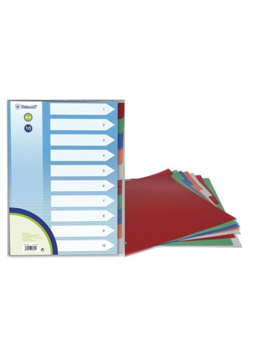 Bismark Lot de 10 intercalaires en polypropylène - Format A4 - Multi-perforés - Couleurs assorties